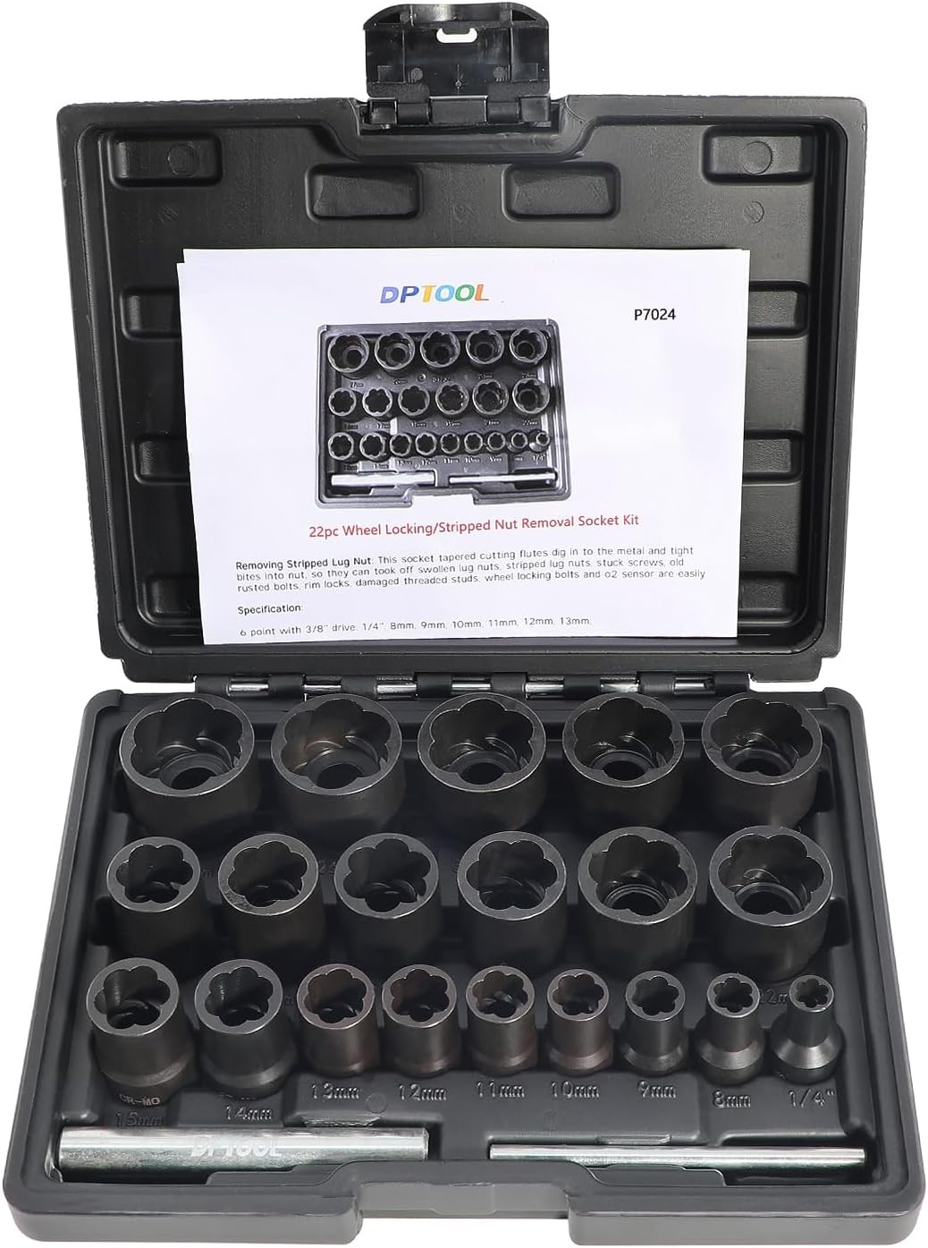 22 Piece Bolt Nut Extractor Set, 1/2\ 22 Piece Bolt Nut Extractor Set, 1/2\
