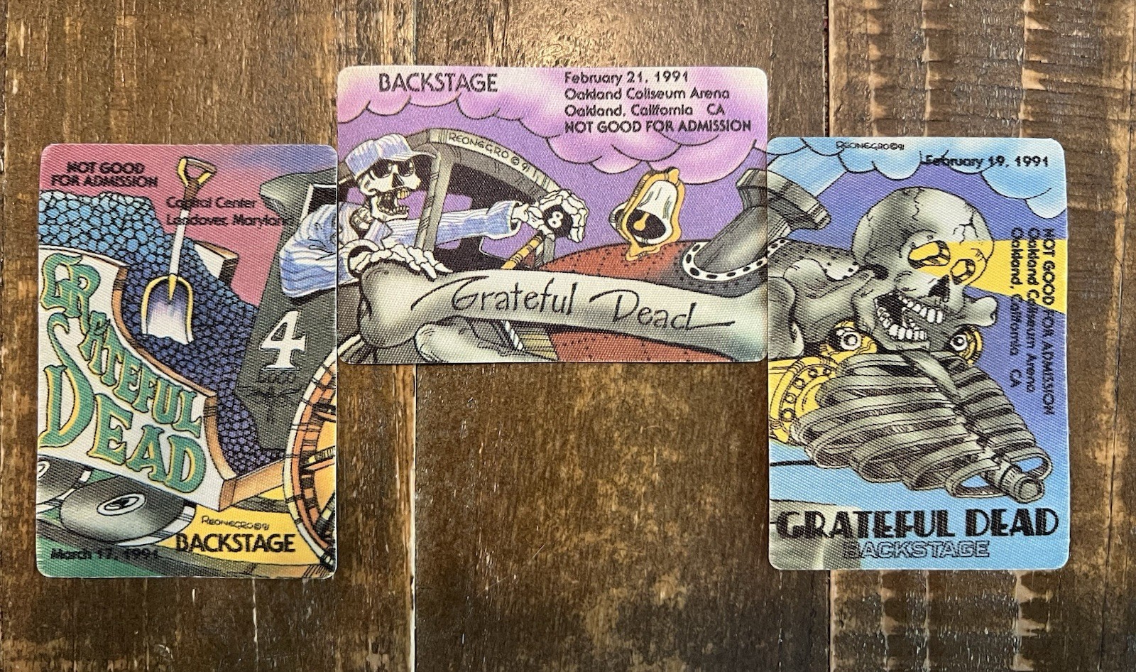 Grateful Dead Backstage Pass Puzzle Train 2/19, 2/21 And 3/17 1991. Exc Cond