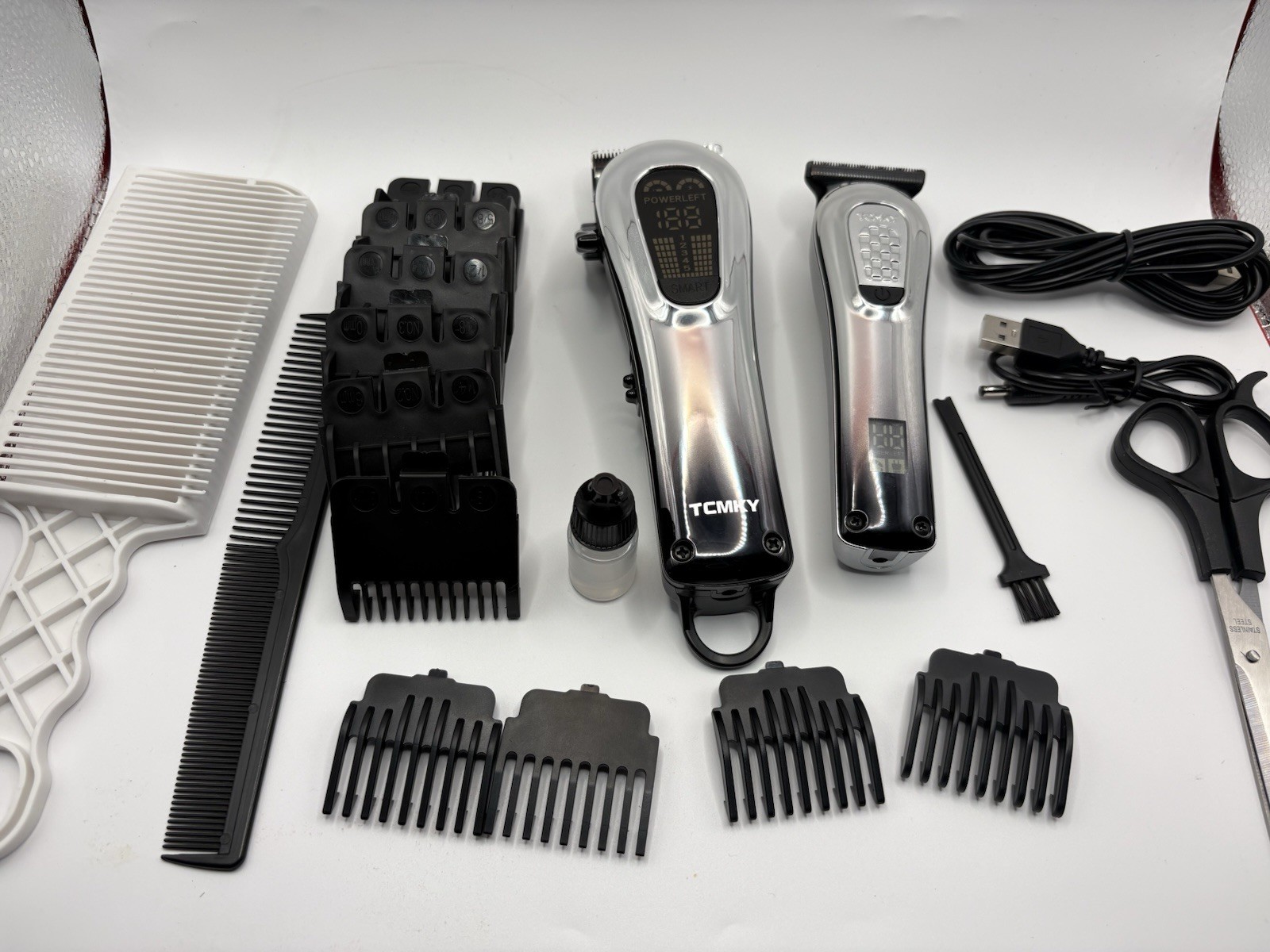 TCMKY Cordless Hair Clippers Trimmer Barber Kit Rechargeable USB Haircut Set