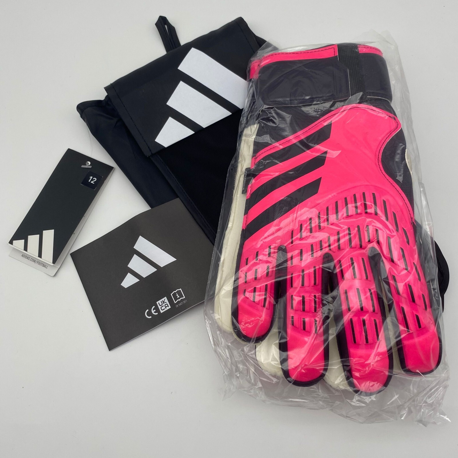 Adidas Adult Unisex Match Fingersave Predator Pink Black Goalkeeper Gloves Sz 12