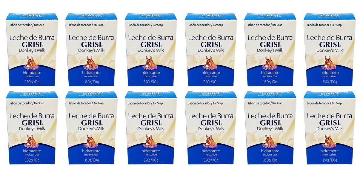 Grisi Donkey\'s Milk/Leche de Burra Soap. Moisturize & Soften. 3.5 oz. Pack of 12 Grisi Donkey\'s Milk/Leche de Burra Soap. Moisturize & Soften. 3.5 oz. Pack of 12