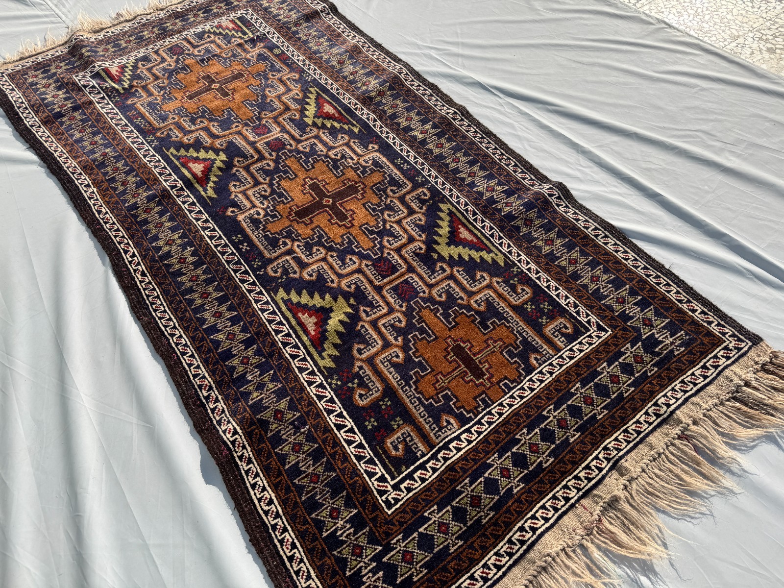 3x6 Ft Antique Afghan Hand Knotted Baluchi Rug Tribal Geometric Oriental Carpet
