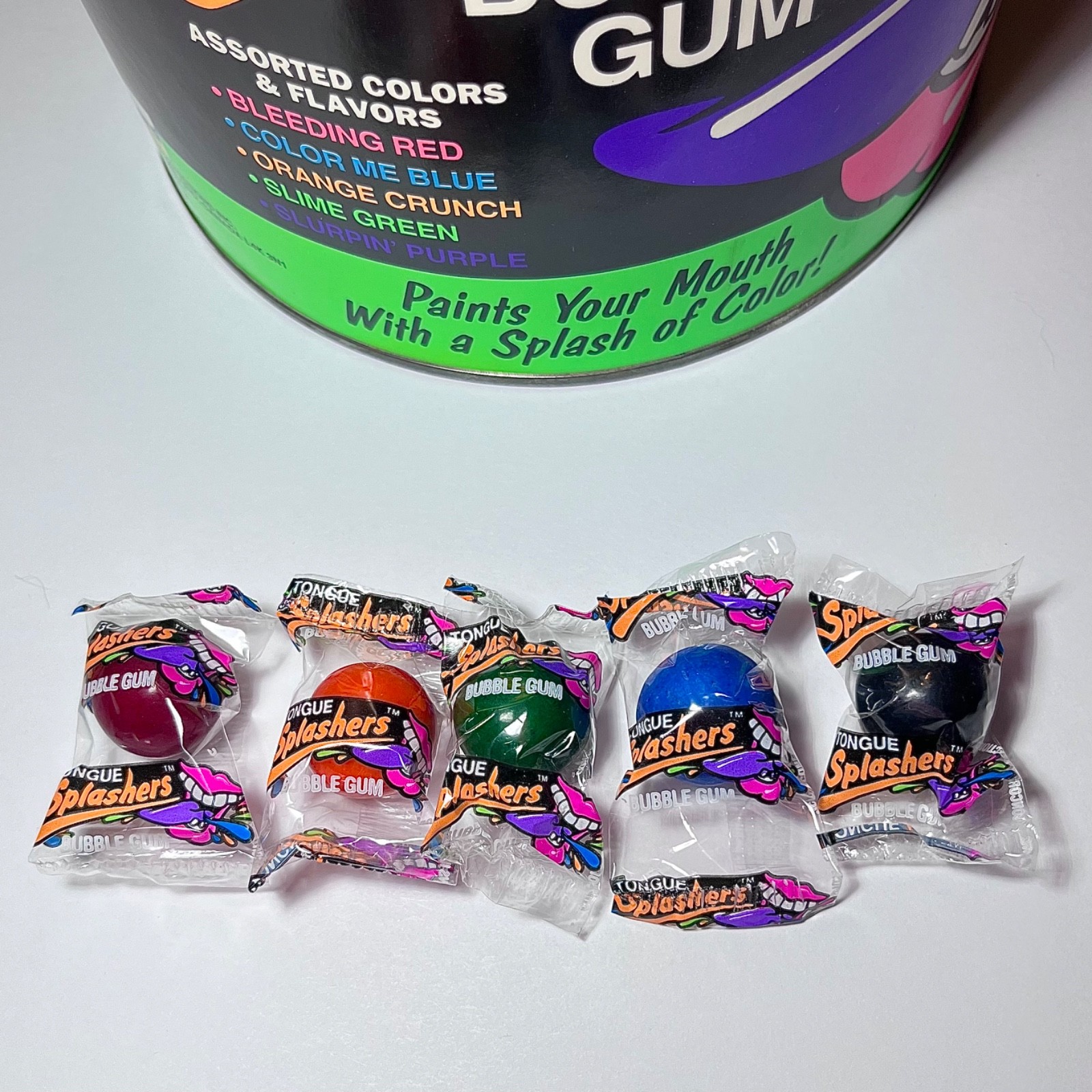 Vintage 1990s Tongue Splashers 5 Bubble Gum Balls NOS Collection / Nostalgia