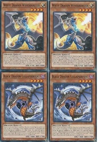 * 2X WHITE DRAGON WYVERBURSTER & BLACK DRAGON COLLAPSERPENT 2X * YUGIOH