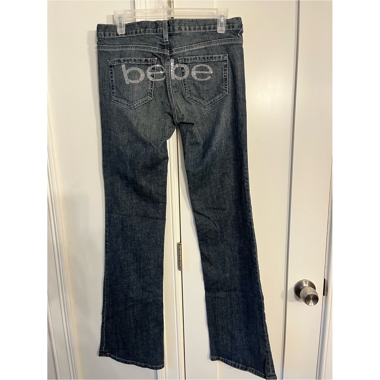 Vintage Y2K Bebe Rhinestone Flared Bootcut Jeans Dark Blue USA Made 29 305MD216 Vintage Y2K Bebe Rhinestone Flared Bootcut Jeans Dark Blue USA Made 29 305MD216