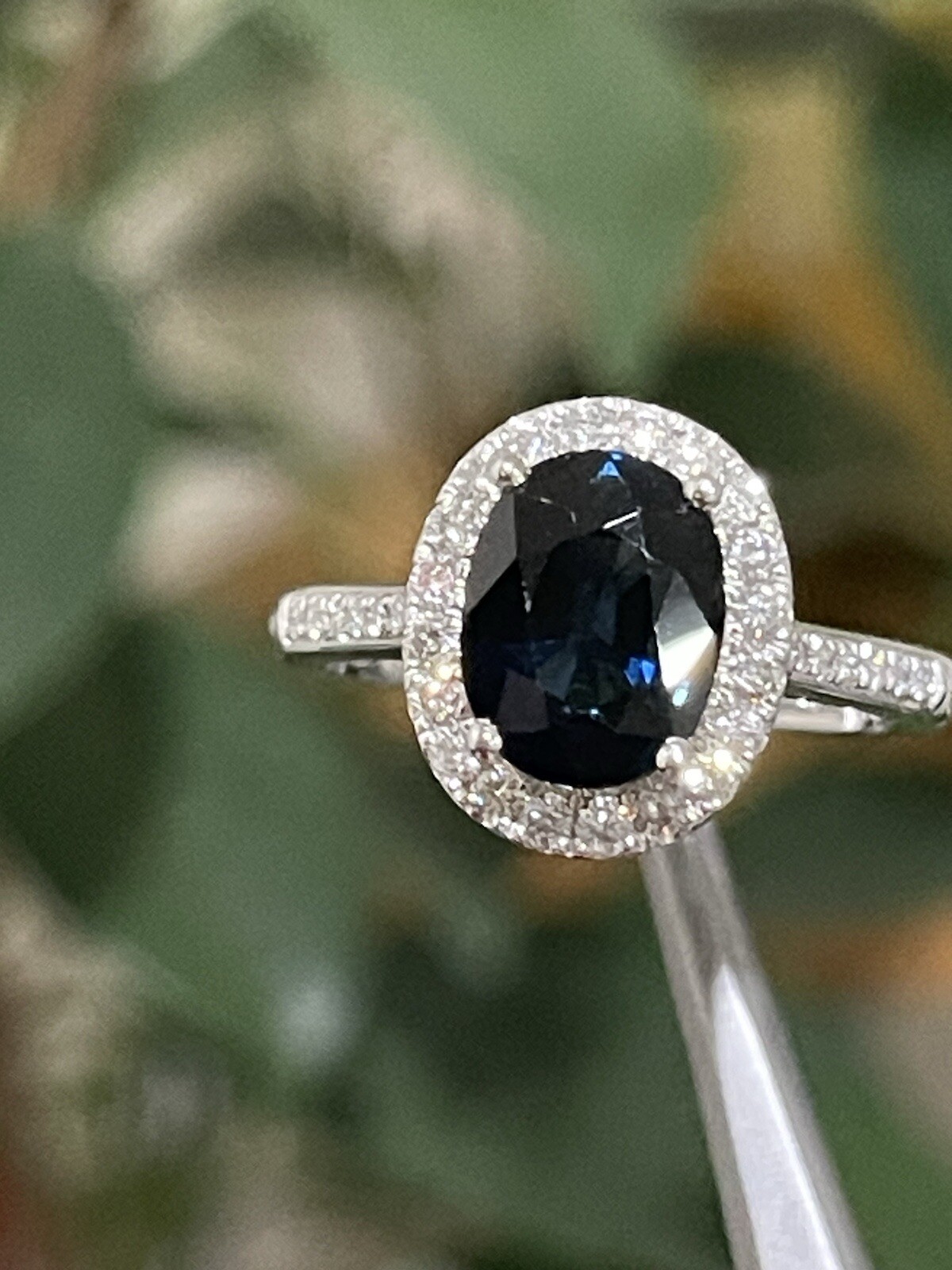 PT950 GIA certified Blue Sapphire 2.42CT Diamond 0.37ct ring size 6.5