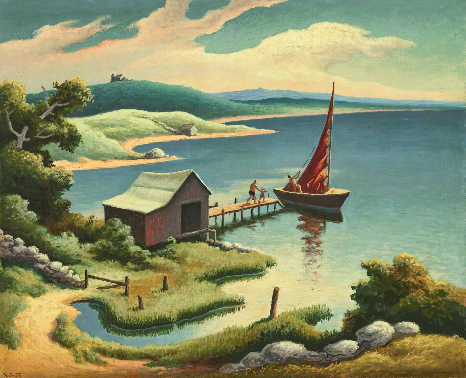 Thomas Hart Benton Nashaquitsa 1953 Martha\'s Vineyard Coastal Landscape