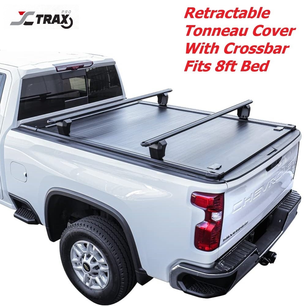 8FT Truck Bed MR Retractable Tonneau Cover w/Crossbar For 2002-26 RAM 2500 3500