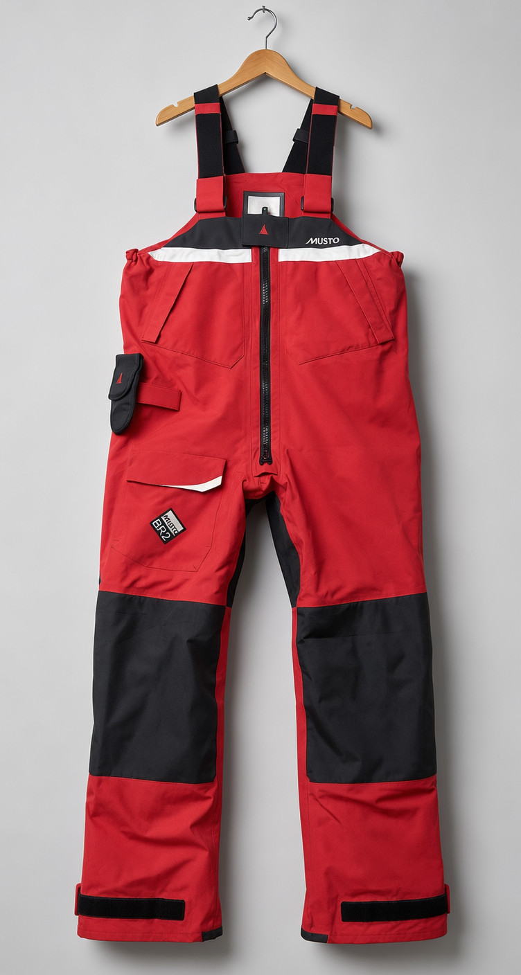 Musto BR2 Offshore Hi Fit Sailing Trousers Salopettes Bib Men’s Size M Red Black