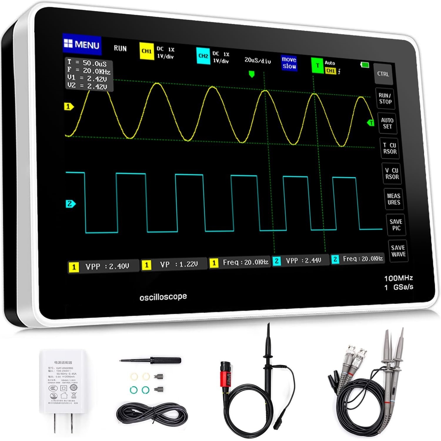 Osciloscopio Plus: osciloscopio portátil de mano con sonda de alto voltaje neuvo Osciloscopio Plus: osciloscopio portátil de mano con sonda de alto voltaje neuvo