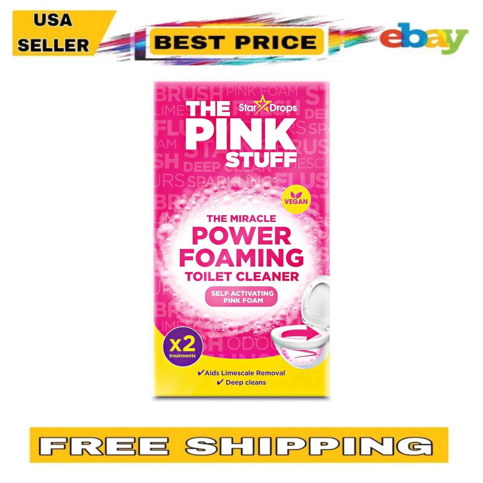 Stardrops The Pink Stuff Power Foaming Toilet Cleaner,2 Treatments 