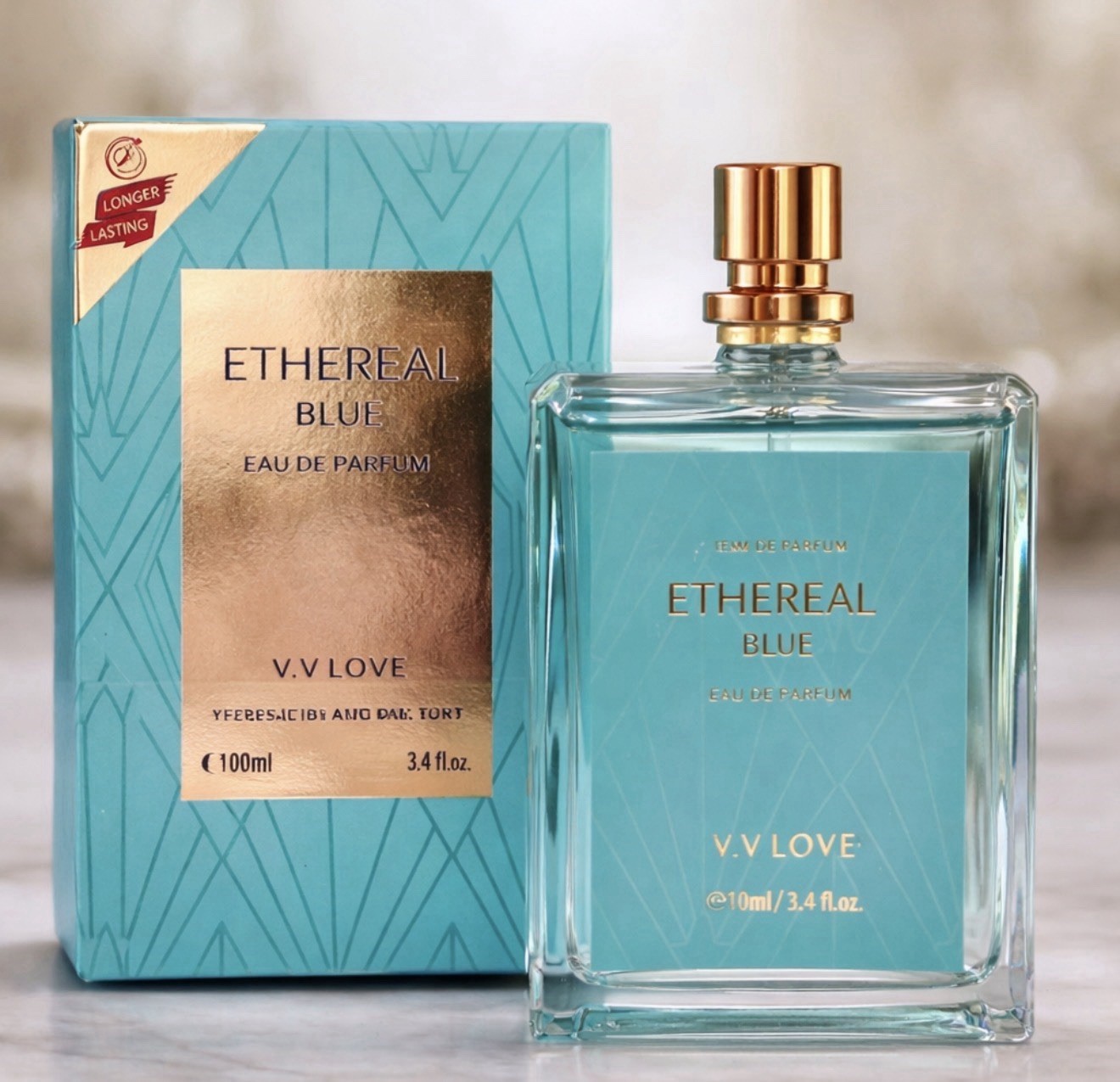 V.V LOVE Ethereal Blue Eau de Parfum Spray Regular Size 3.4 fl oz Long Lasting V.V LOVE Ethereal Blue Eau de Parfum Spray Regular Size 3.4 fl oz Long Lasting