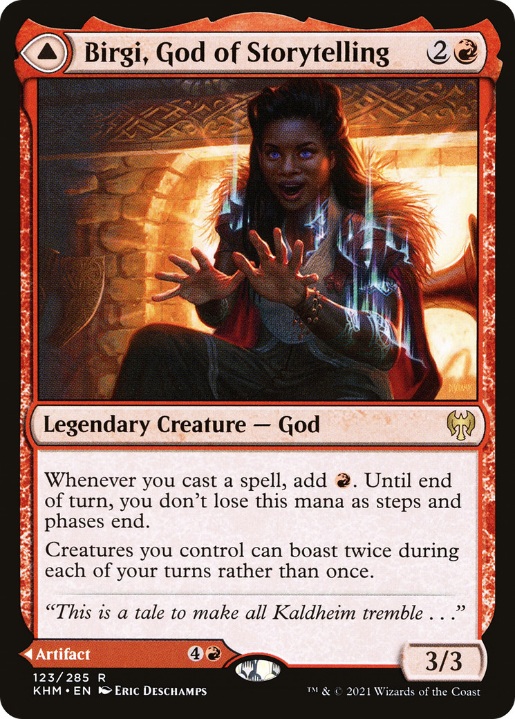 x1 Birgi, God of Storytelling // Harnfel, Horn of Bounty KHM MTG 123 RARE 1x x1 Birgi, God of Storytelling // Harnfel, Horn of Bounty KHM MTG 123 RARE 1x