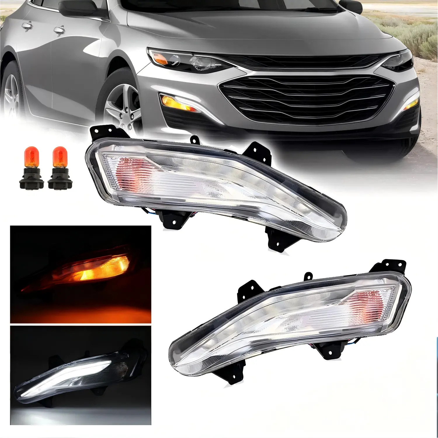Pair LED Daytime Running Lights Fog Lights Lamps For Chevy Malibu 2019-2022 2023 Pair LED Daytime Running Lights Fog Lights Lamps For Chevy Malibu 2019-2022 2023