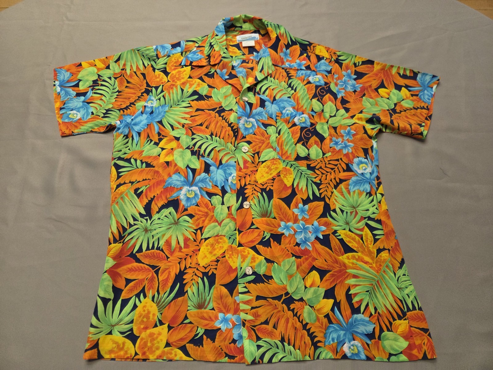 Vintage Penneys Hawaii Hawaiian Aloha Shirt Mens L Tropical Floral 23x30 FreeSH