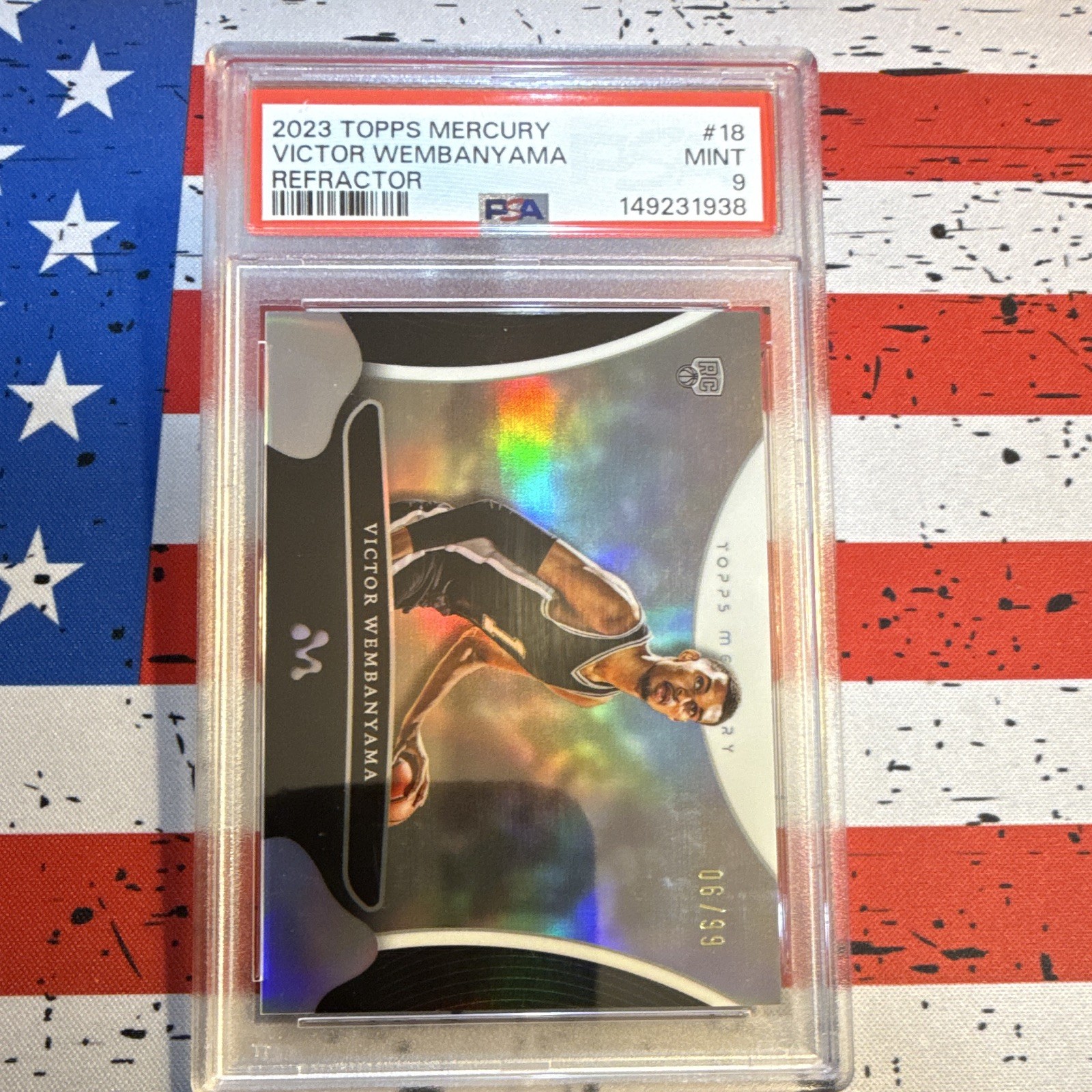 Topps 2023 Mercury Victor Wembanyama Refractor #18 PSA 9 6/99 Spurs