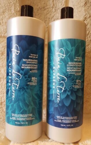 Bain De Terre Supreme Honey & Marula Oil Nourishing Shampoo & Conditioner, 32oz