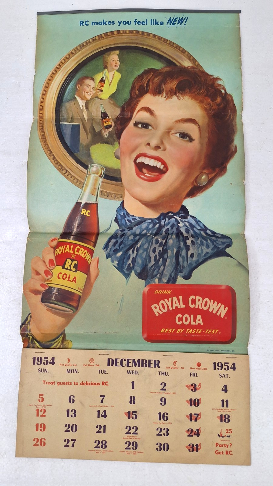 1954/55 RC Royal Crown Cola Original Full Pad 13 Month Calendar 24 1954/55 RC Royal Crown Cola Original Full Pad 13 Month Calendar 24