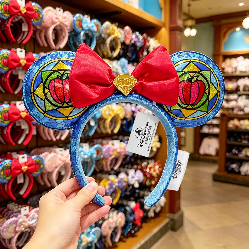 Disney- Princess Stained Glass Snow White Loungefly Minnie Ears Bow Headband NWT