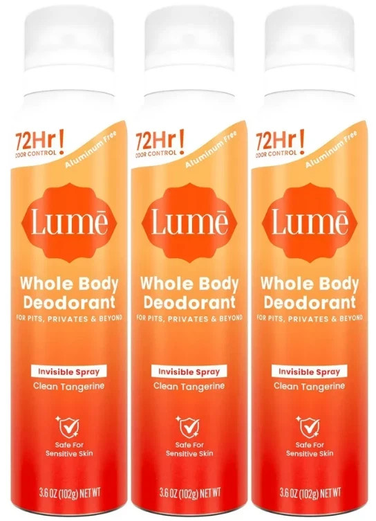 3X Lume Whole Body Deodorant Invisible Spray Clean Tangerine 3.6 oz Brand New