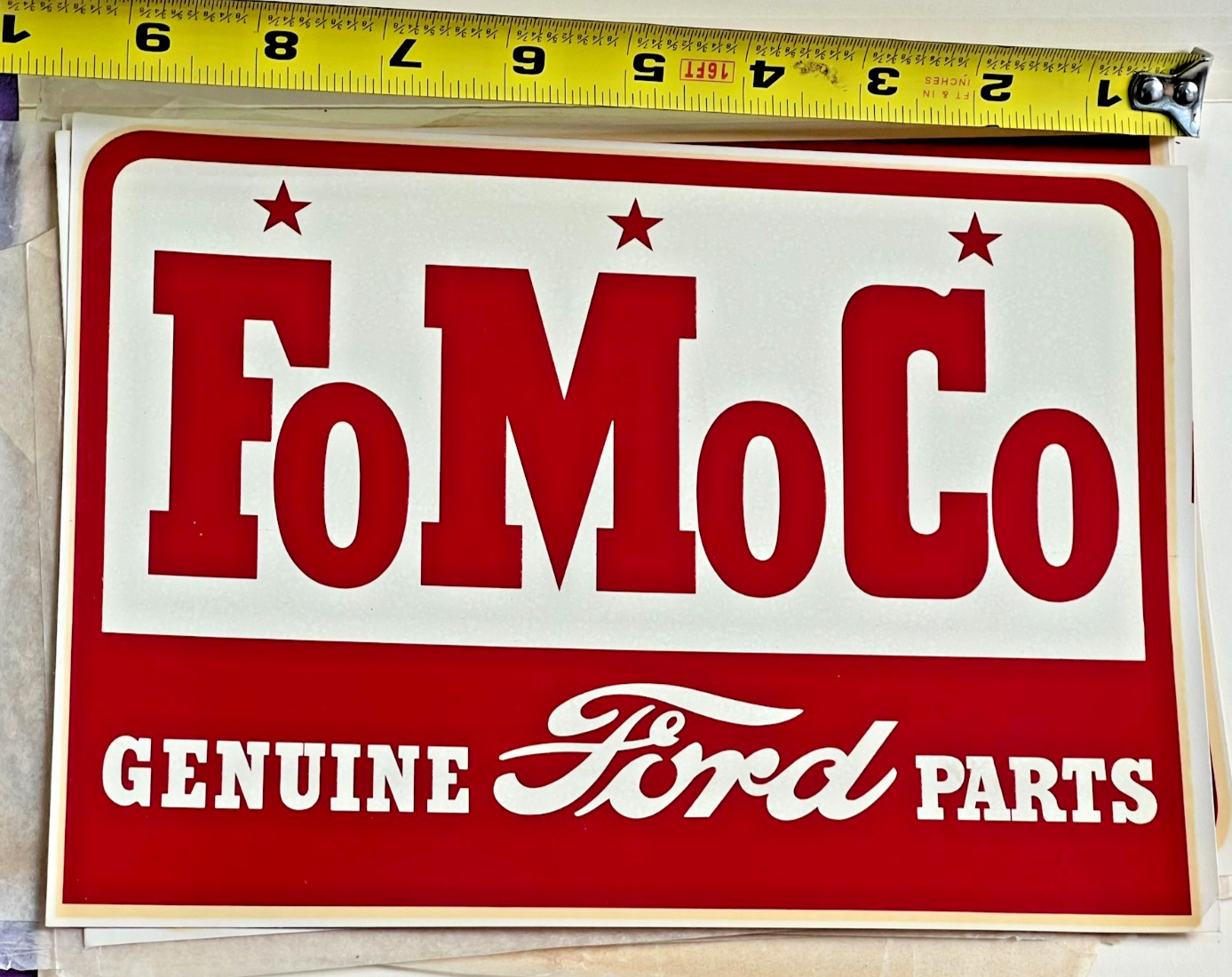 VINTAGE NOS GENUINE FORD FOMOCO PARTS SIGN DOOR WINDOW DECAL 9.5 x 6.5