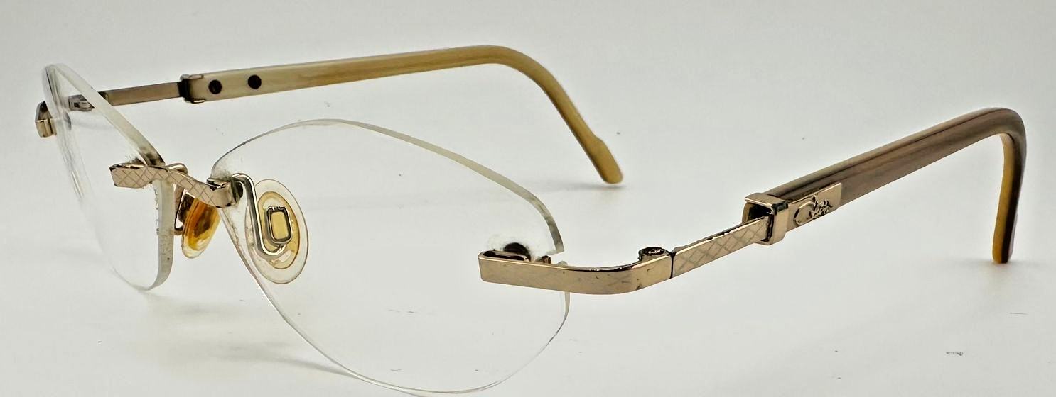 Cazal Vintage 1980-90's Rimless Eyeglasses Frames Only Gold / Brown 54-18-135