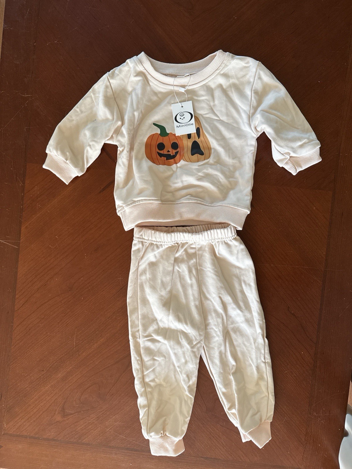 MINIOLIE 12-18M Toddler Halloween Pumpkin Outfit Top & Pants Set Fall Pajamas