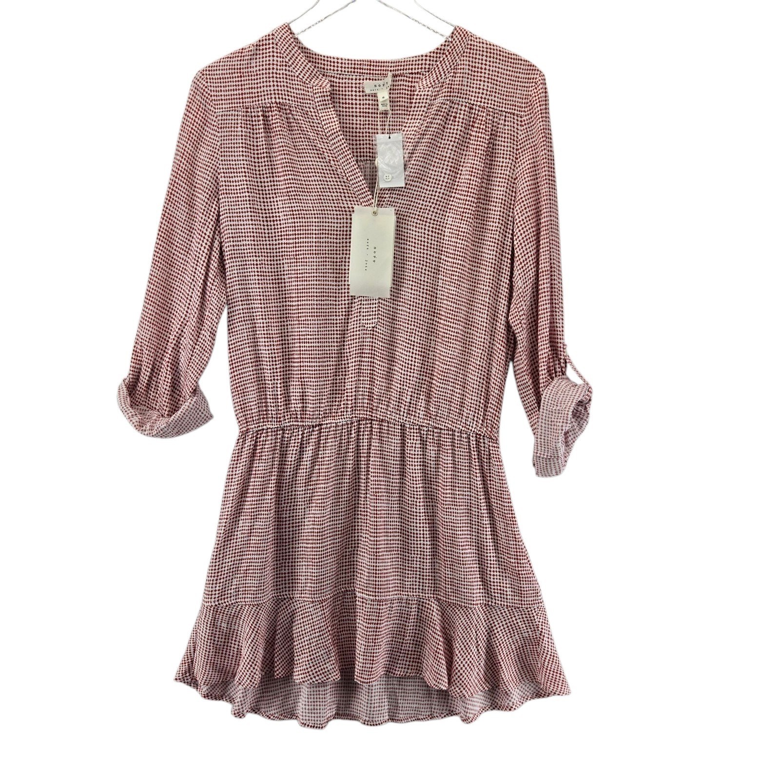 Joie Soft Acey Dress Womens Small NEW Chilli Pepper Mini Casual Rayon Red White