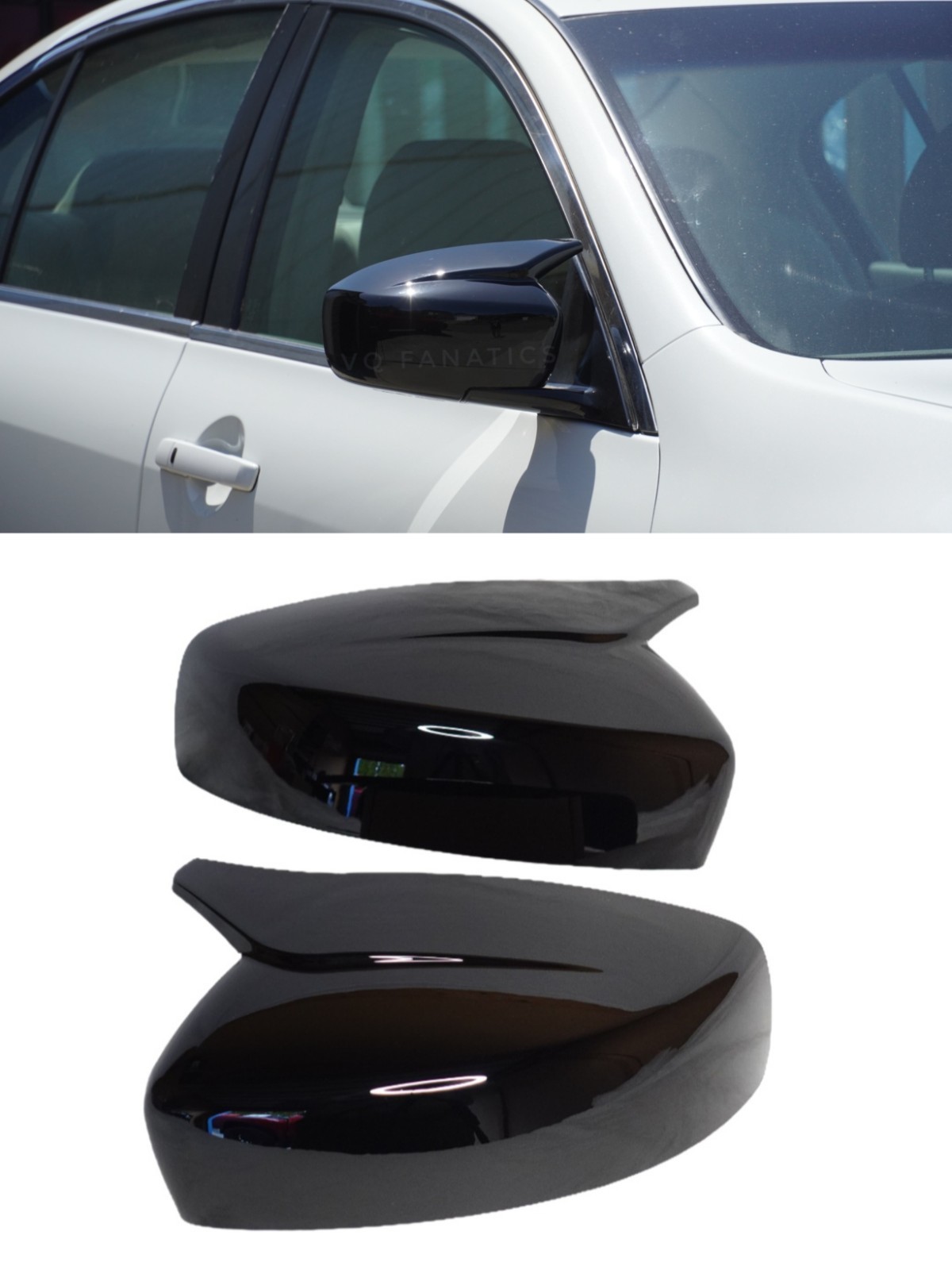 Replacement Gloss Black M-Style Mirror Caps For Infiniti G37 G25 Q40 08-13
