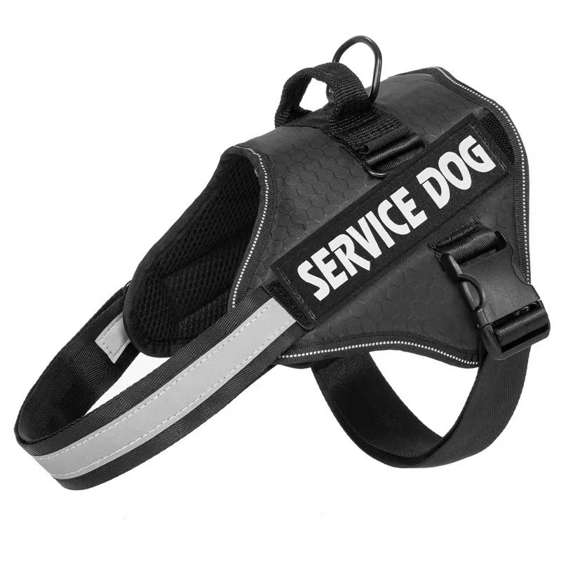 Reflective Service Dog Vest Harness, Woven Nylon with Adjustable Straps XS-XXL