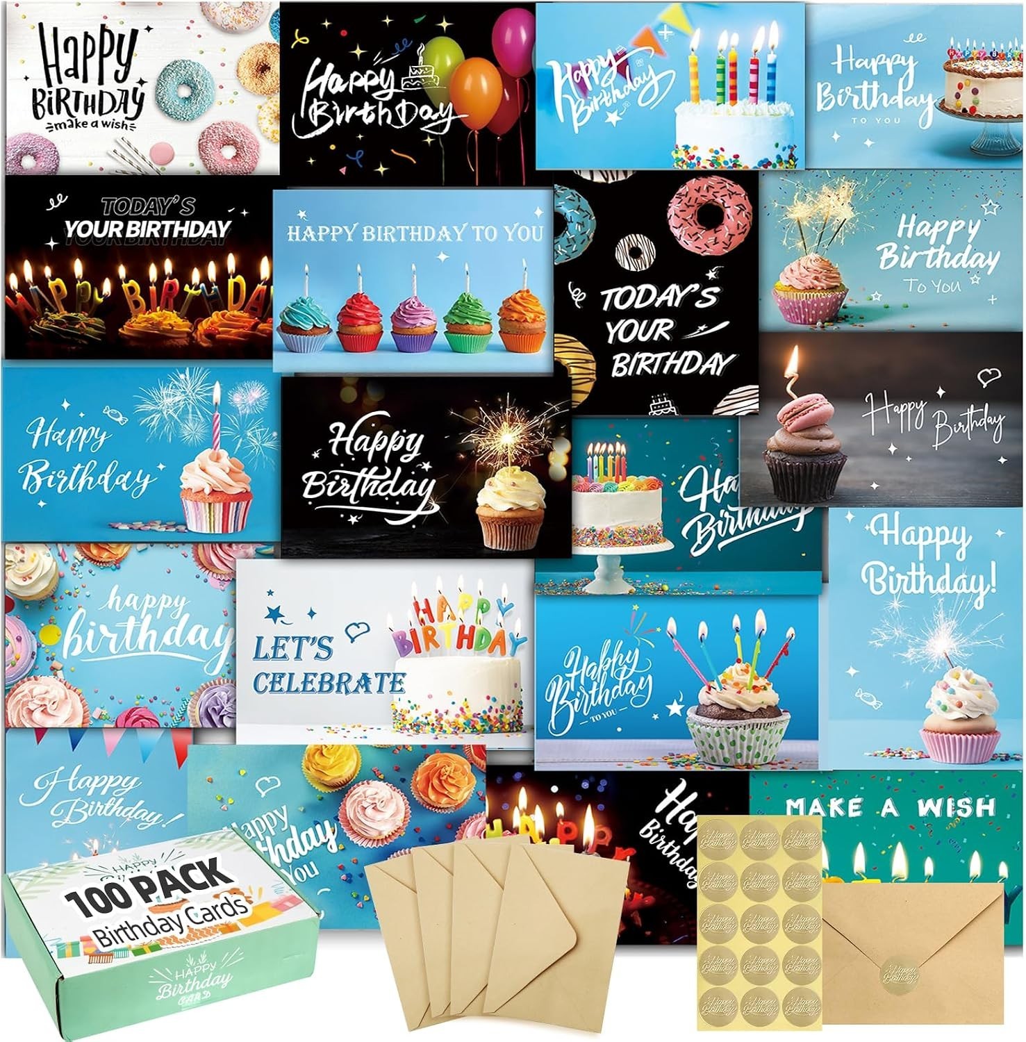 100 Pack Happy Birthday Cards with Envelopes 20 Designs 4x6 Bulk Assorted Cards 100 Pack Happy Birthday Cards with Envelopes 20 Designs 4x6 Bulk Assorted Cards