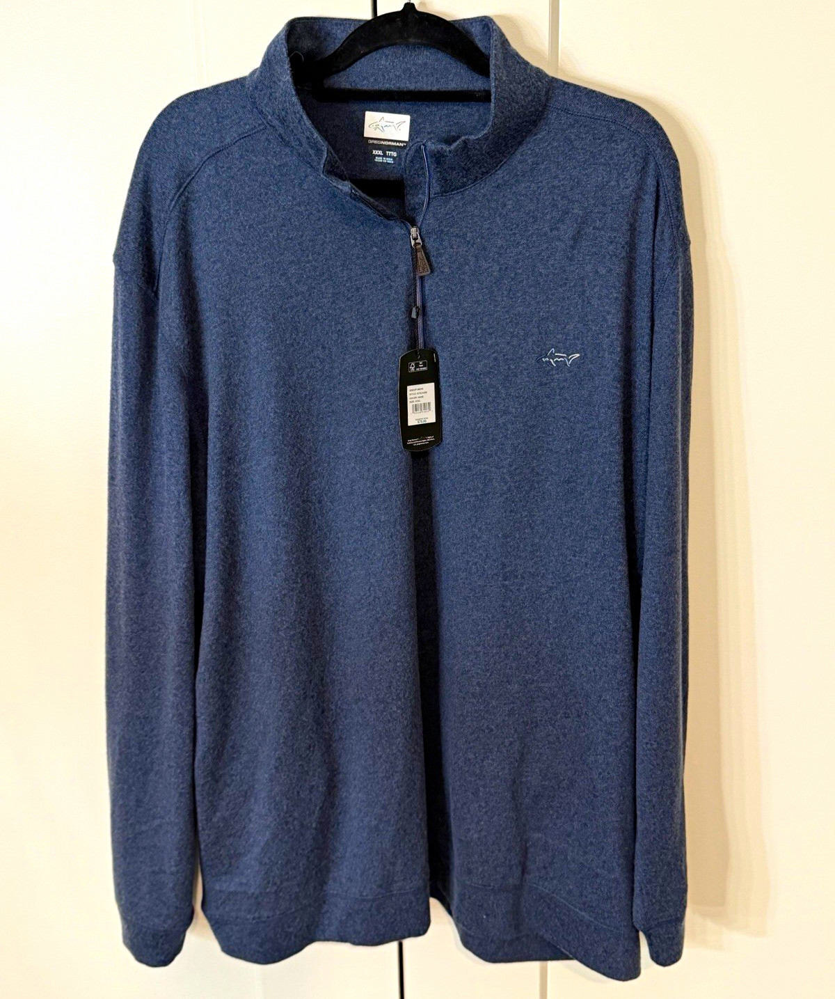 Greg Norman Men\'s Blue Golf Sweater 1/2 Zip Mock Neck Logo XXXL