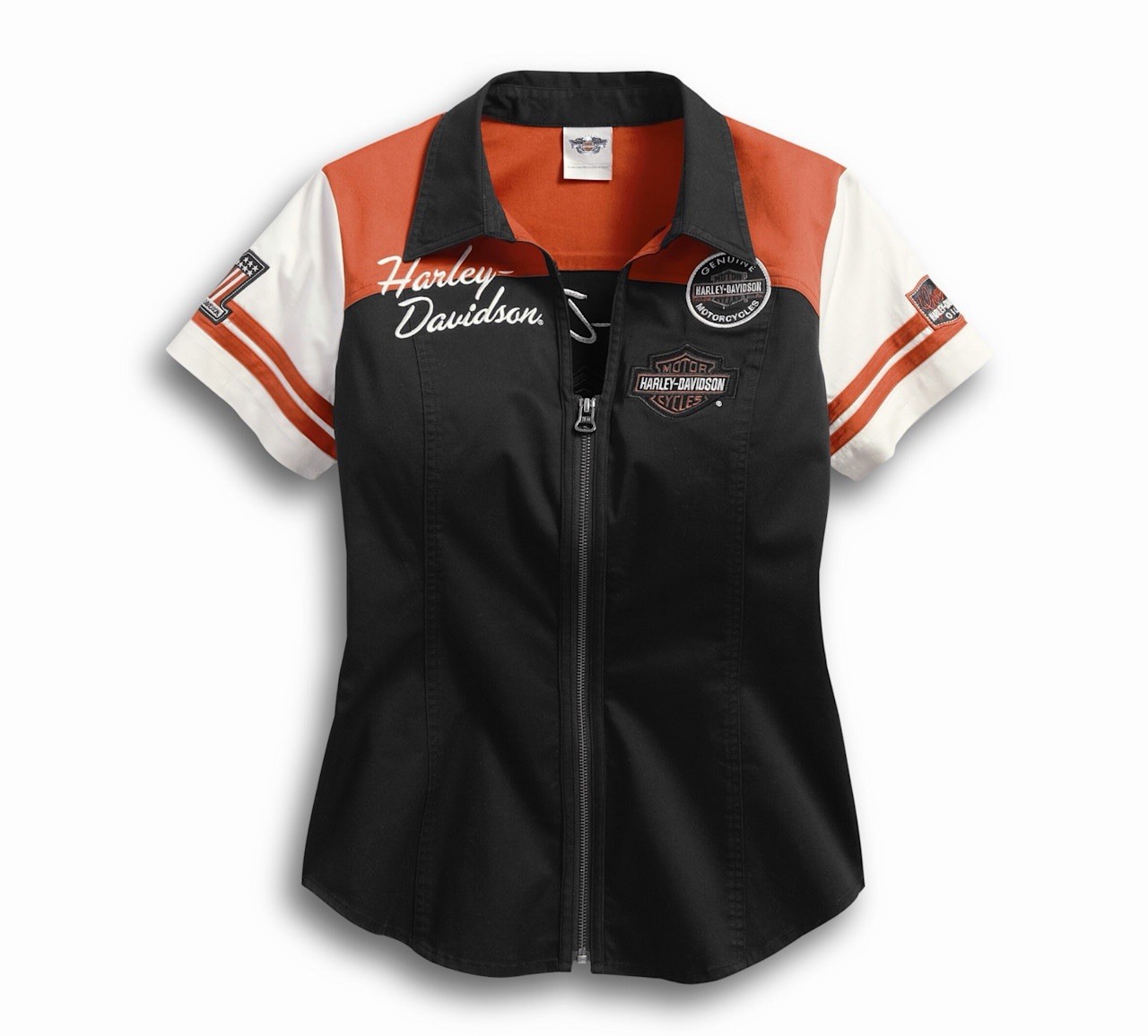Harley-Davidson Women’s Classic Color Block Zip-Front Shirt Size L Biker Harley-Davidson Women’s Classic Color Block Zip-Front Shirt Size L Biker
