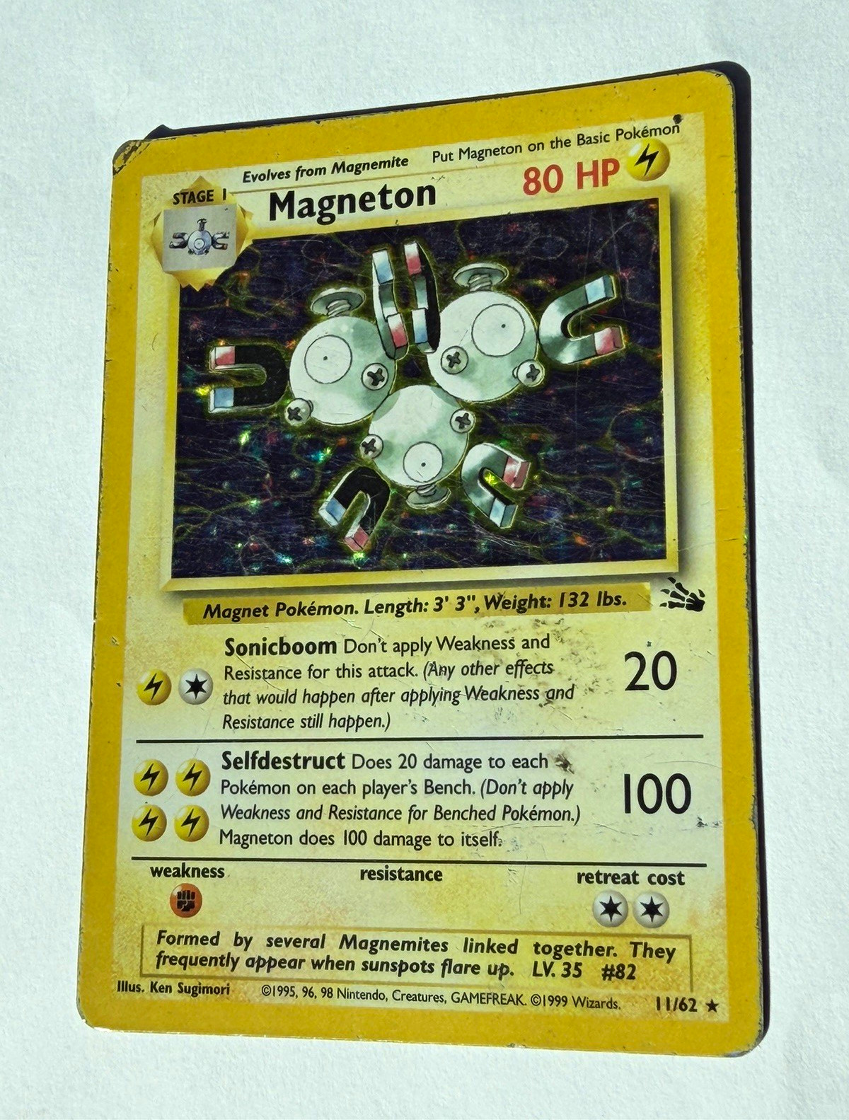 Wizards Pokemon TCG Magneton 11/62 Fossil Holo Rare Eng 1999 80HP Wizards Pokemon TCG Magneton 11/62 Fossil Holo Rare Eng 1999 80HP
