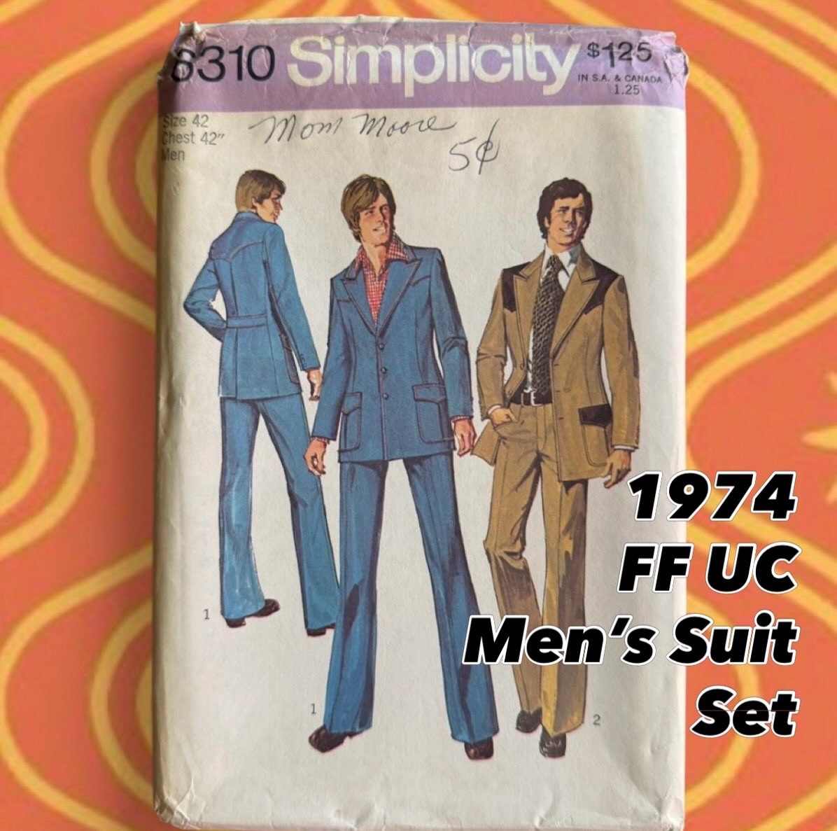 VTG Simplicity 6310 Mens Retro leisure Suit Set FF UC SZ 42 RARE 