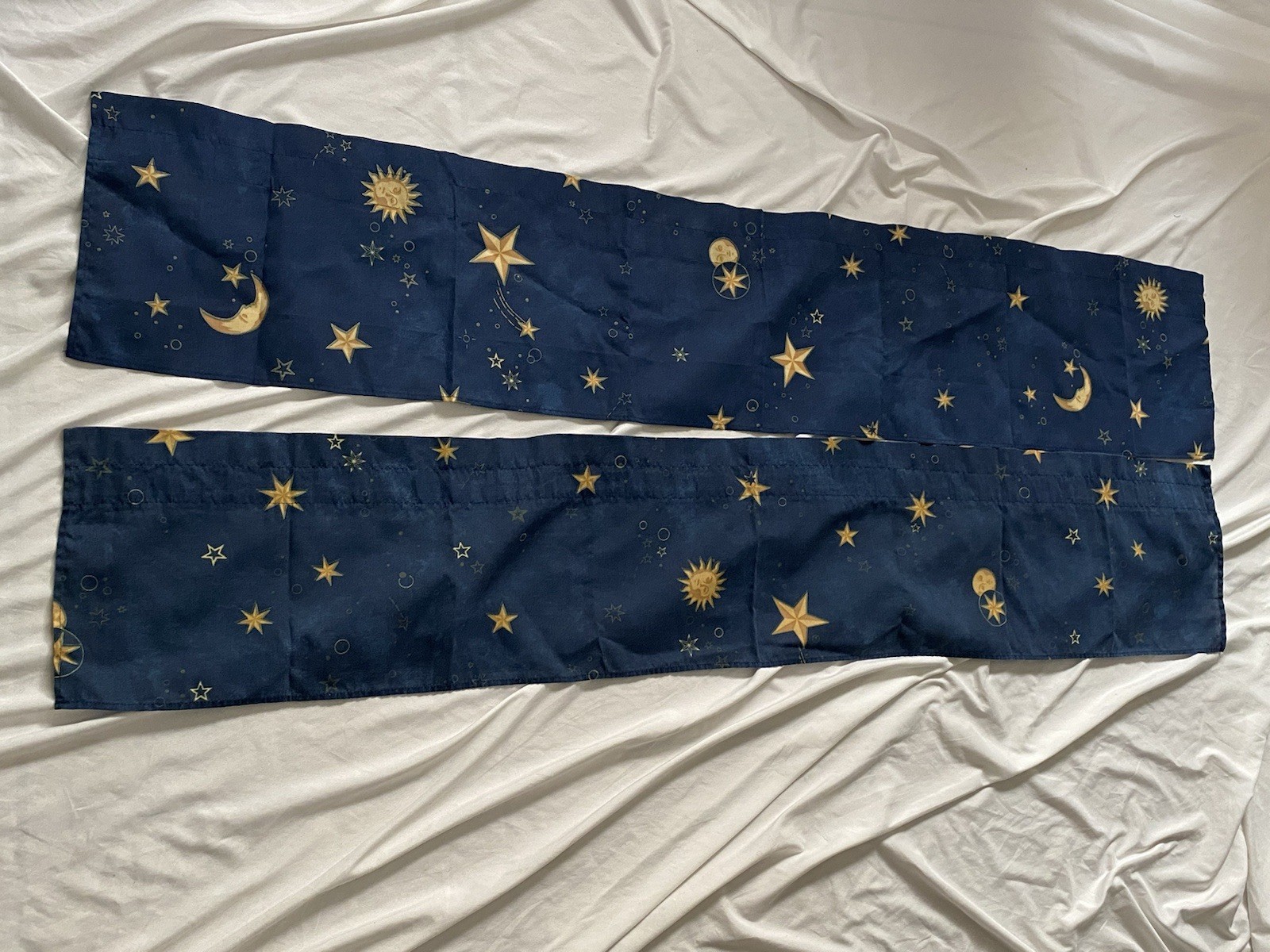 Vintage 1990s Springs  Celestial Sun Moon & Stars Window Valances Set 60 X 10