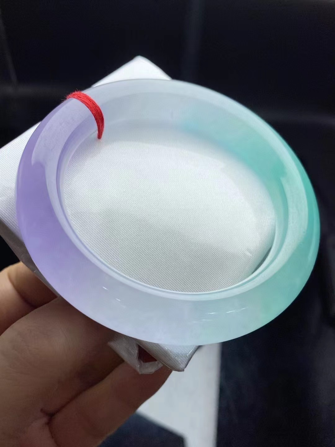 Myanmar Jade High Ice Tri Color Round Strip Jade Bracelet 60MM Myanmar Jade High Ice Tri Color Round Strip Jade Bracelet 60MM