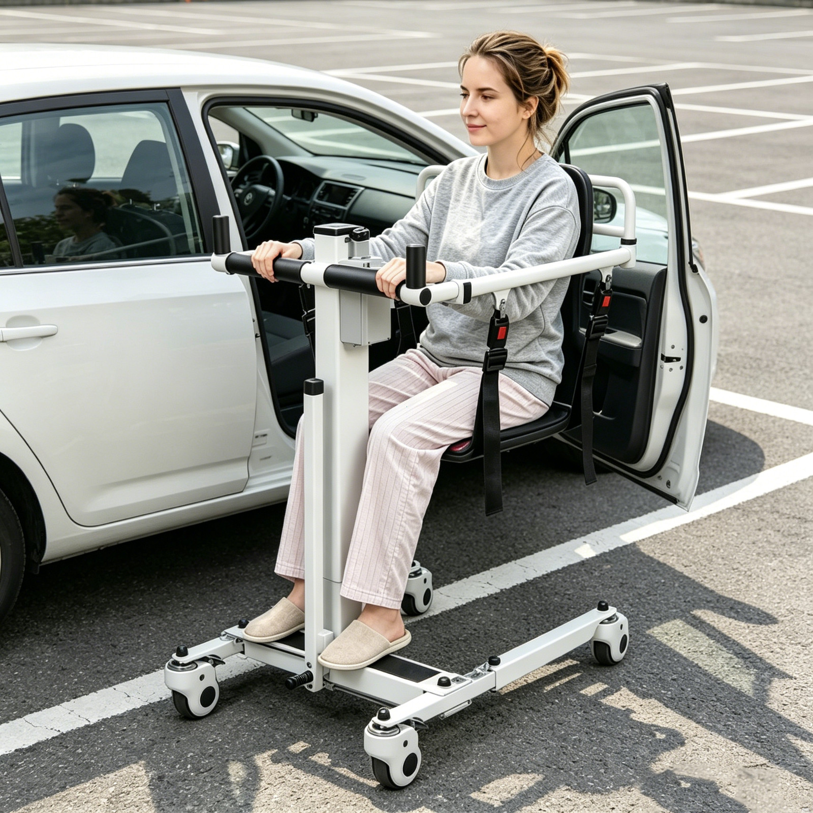 Irtme Foldable Electric Lift Chair 280lb Portable for Bathroom & Toilet Travels.