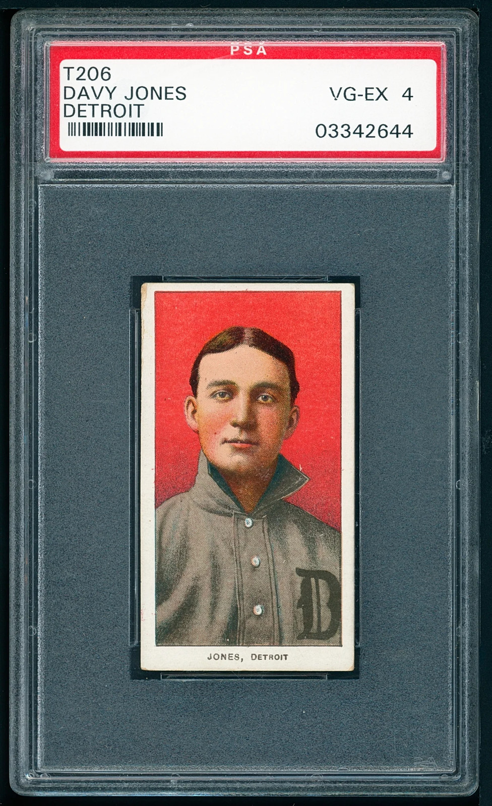 1909-11 T206 Davy Jones Detroit Beautiful Color PSA 4 1909-11 T206 Davy Jones Detroit Beautiful Color PSA 4
