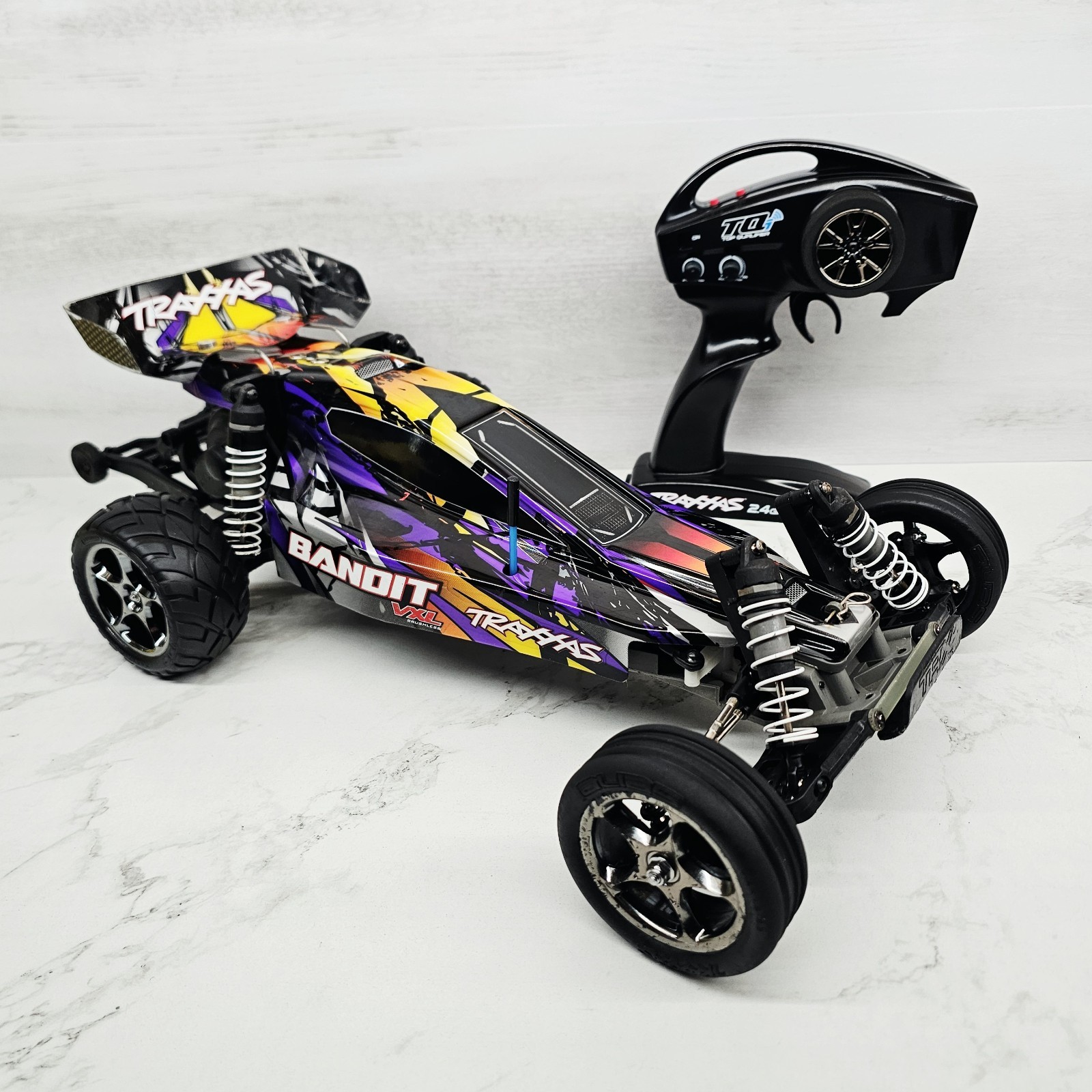 Traxxas Bandit VXL Purple Yellow Black 1:10 2WD Brushless RTR Buggy New Tires