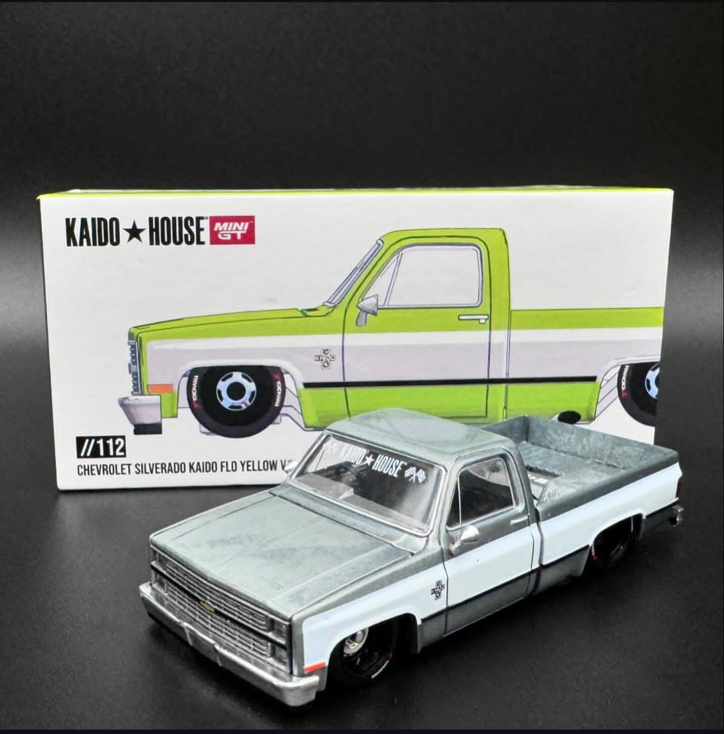1/64 MINI GT KAIDO HOUSE 1983 CHEVROLET SILVERADO YELLOW #112 CHASE 1/64 MINI GT KAIDO HOUSE 1983 CHEVROLET SILVERADO YELLOW #112 CHASE