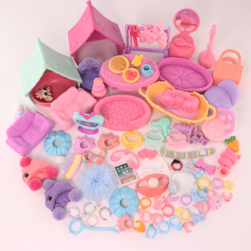 35 pcs Random Accessories Collar House Glasses Skirt Fit LPS Pet Toy Kid Gift