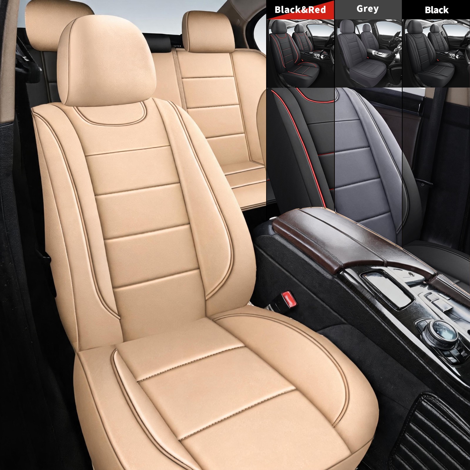 Axlcore Waterproof Leather Front Rear Car Seat Covers 5-Seat Full Set Protectors