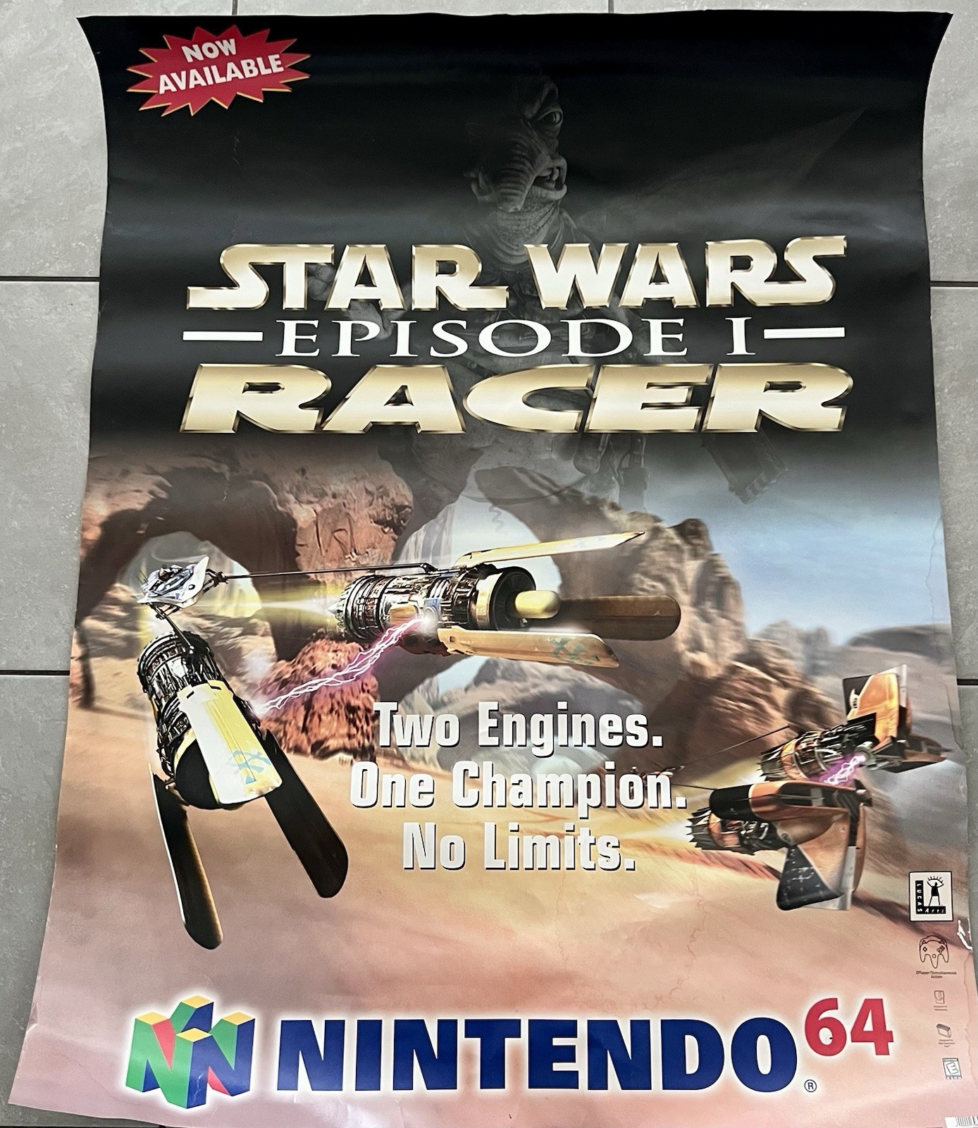 Very Rare 1999  Star Wars Episode 1 Nintendo STORE DISPLAY Lucas poster 48x37
