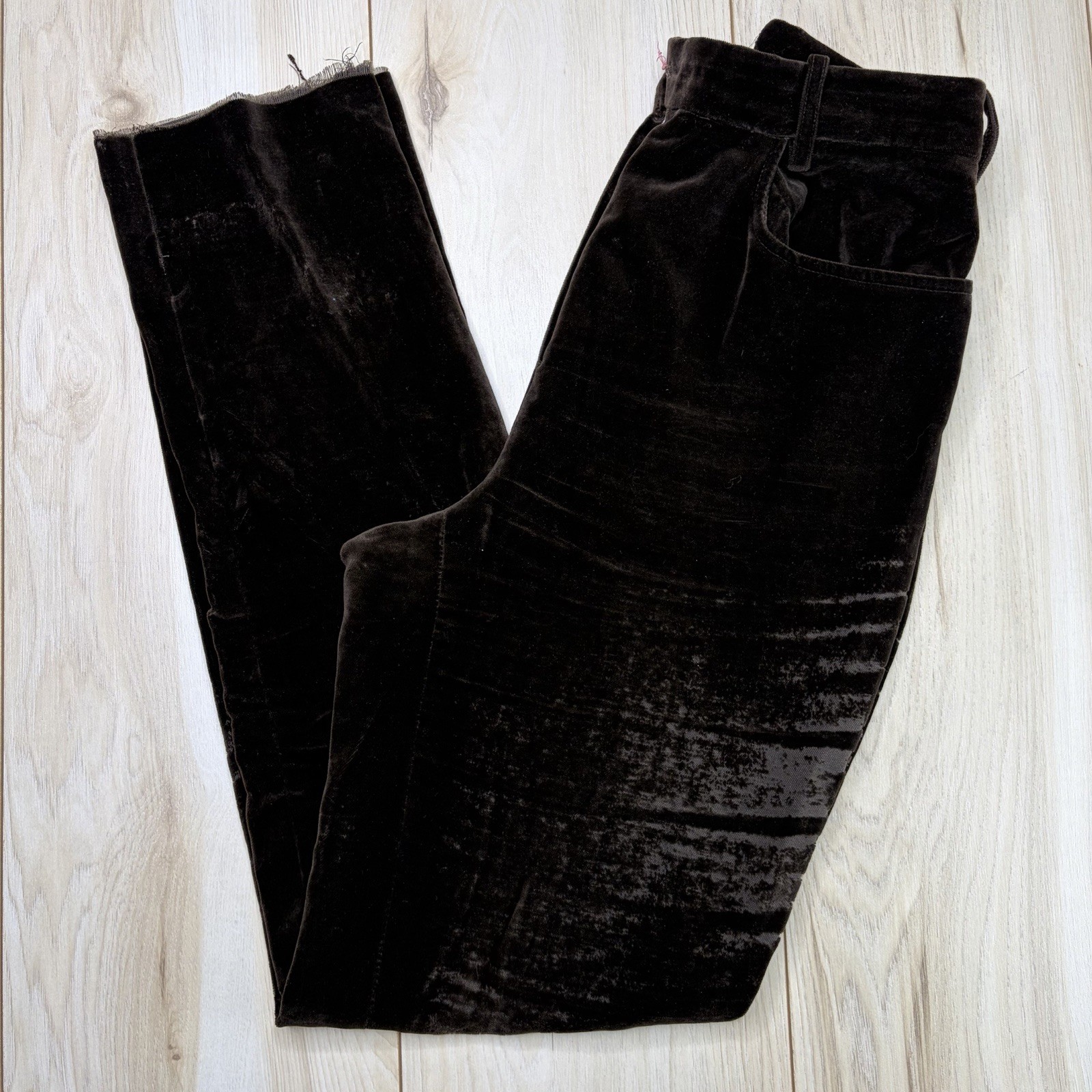 Vintage Celine Brown Velvet Distressed Trousers Womens Size FR 38 (26x30) France