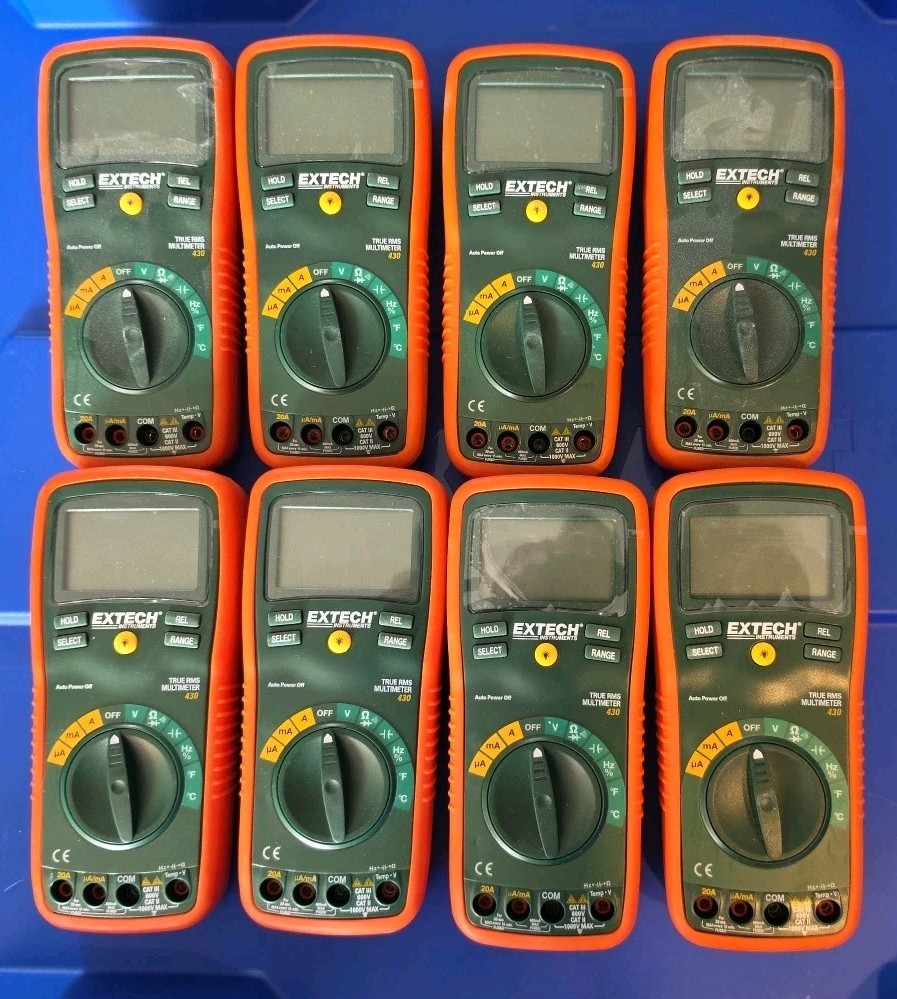 Lot Of 8 Extech Instruments Digital True RMS Multimeter 430 - (Meters Only)