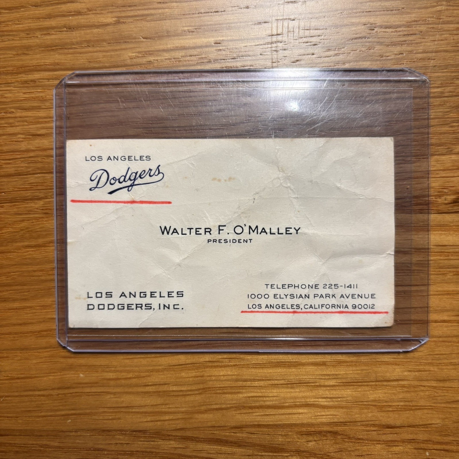 Vintage Walter F. O'Malley Los Angeles Dodgers Owner Business Card 