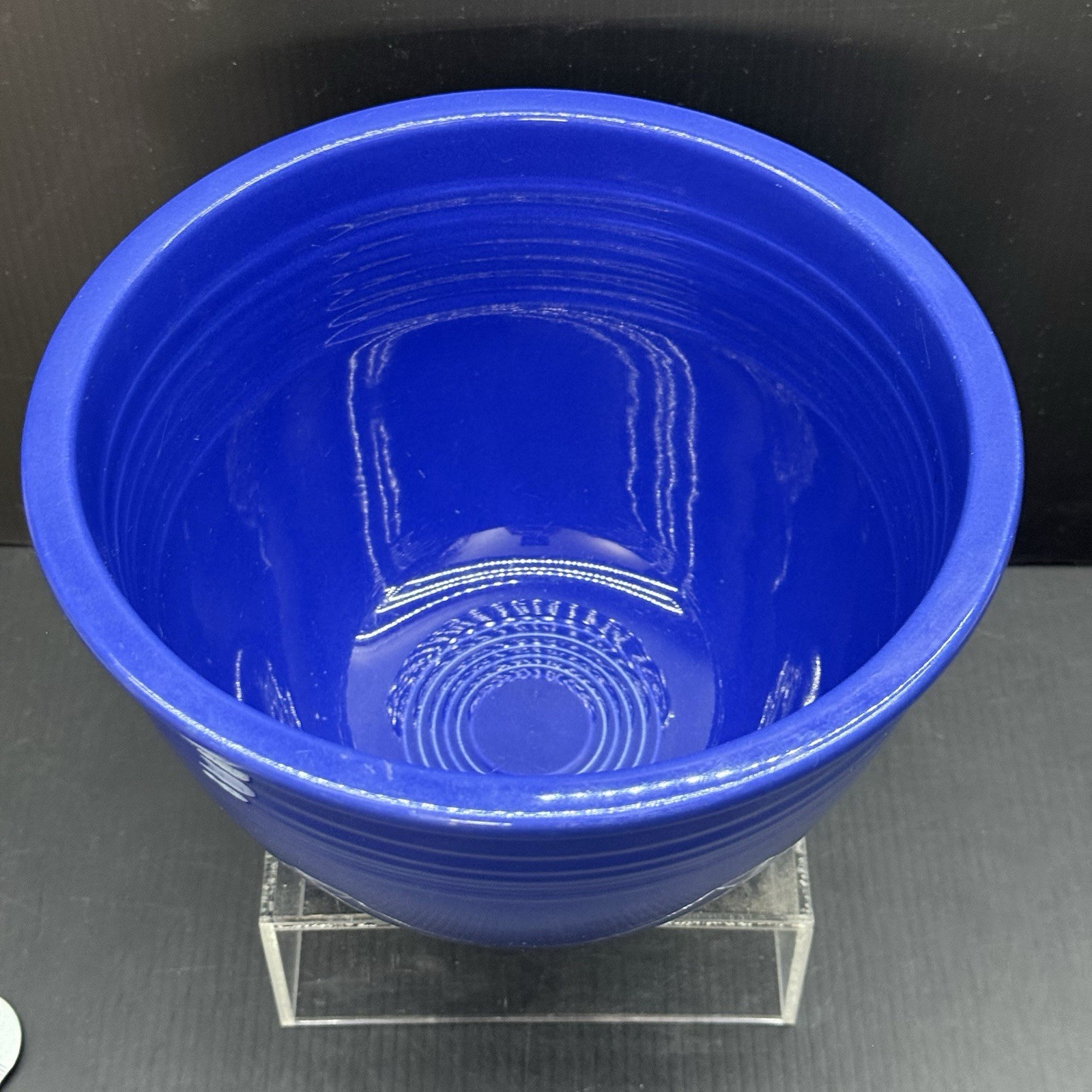Vintage Fiesta #3 Cobalt Blue Mixing Bowl Inside Rings Wet Foot 1936-38 HLC