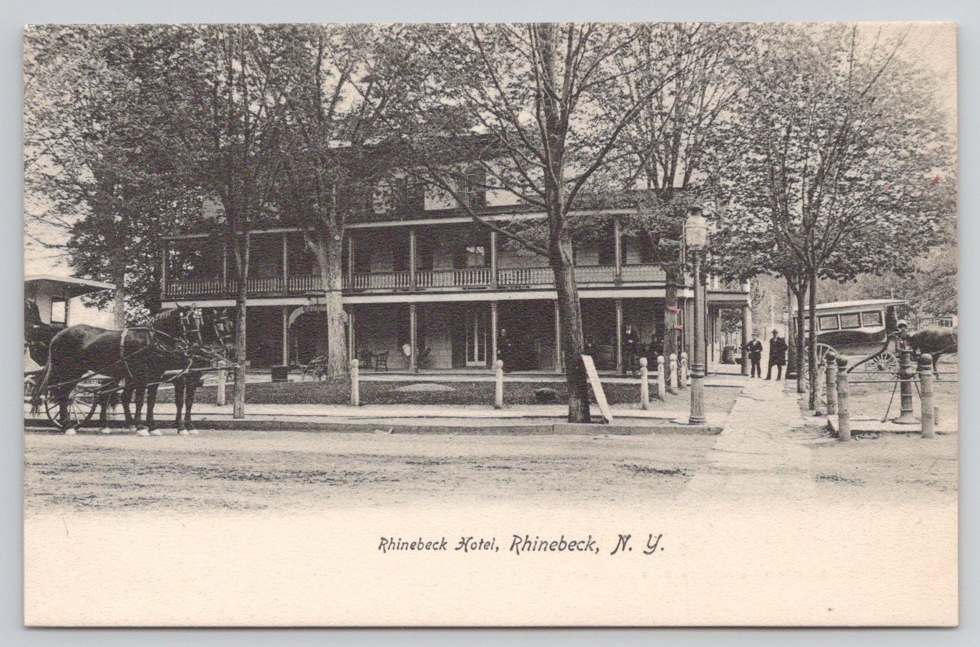 Rhinebeck NY Rhinebeck Hotel Street View Horse Carriage Postcard