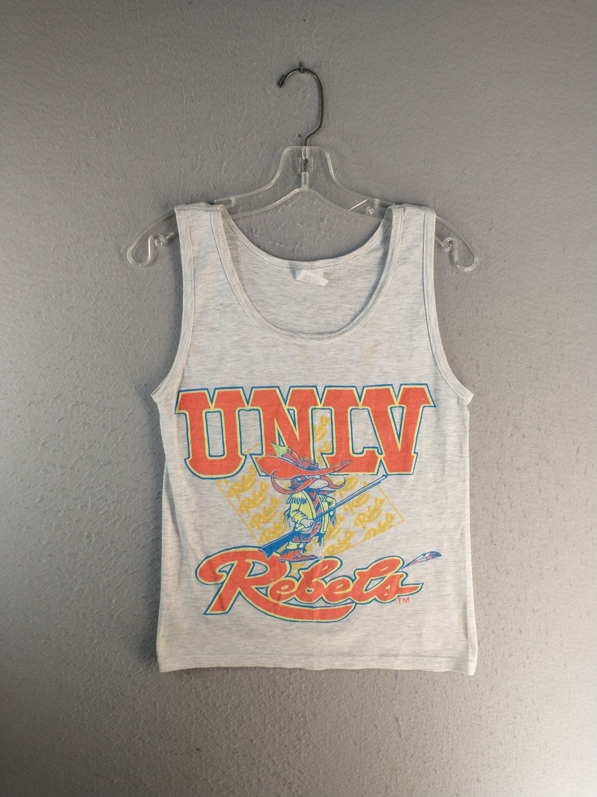 UNLV Rebels Tank Top Mens S Gray 50/50 Heather Single Stitch Vintage Miller